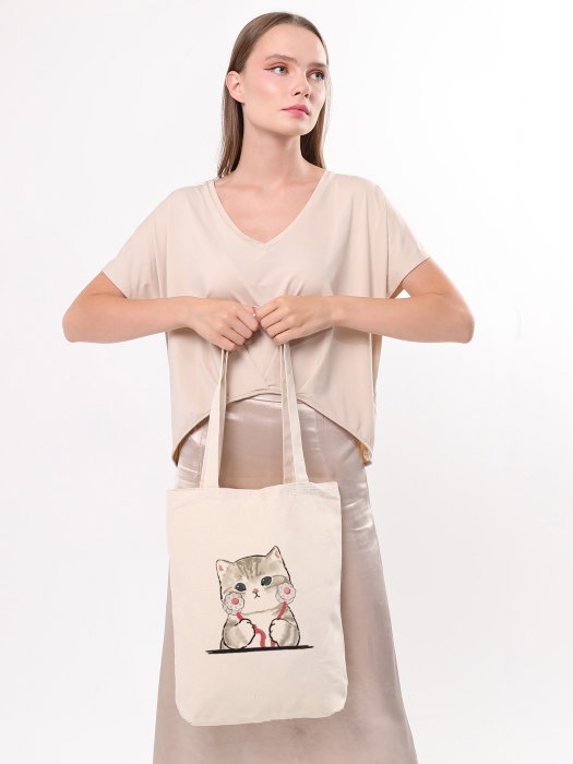 Zoozie Bags 1613 Bolso de mano de algodón 100% para mujer, 35x40x8cm, color crema